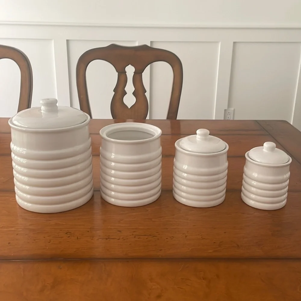 Crate & Barrel around White Porcelain Beehive Set